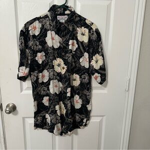 Men's Black Hawaiian Floral Shirt
